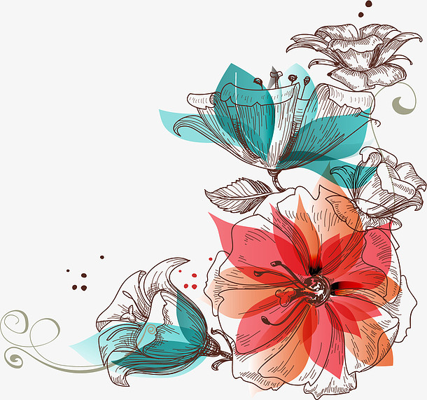 手繪花卉矢量圖高清素材 藝術與自然的完美結合